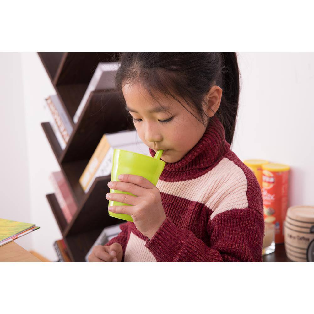 10 OZ Reusable Plastic Cups with Straw Blue, Pink, Green, and Orange, Set of 4 - Hercitys
