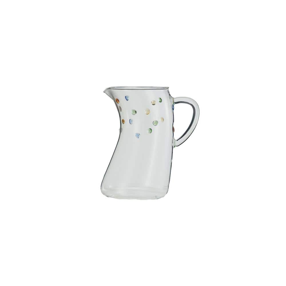 42 fl. oz. Clear Artisanal Borosilicate Glass Pitcher with Raised Dots - Hercitys