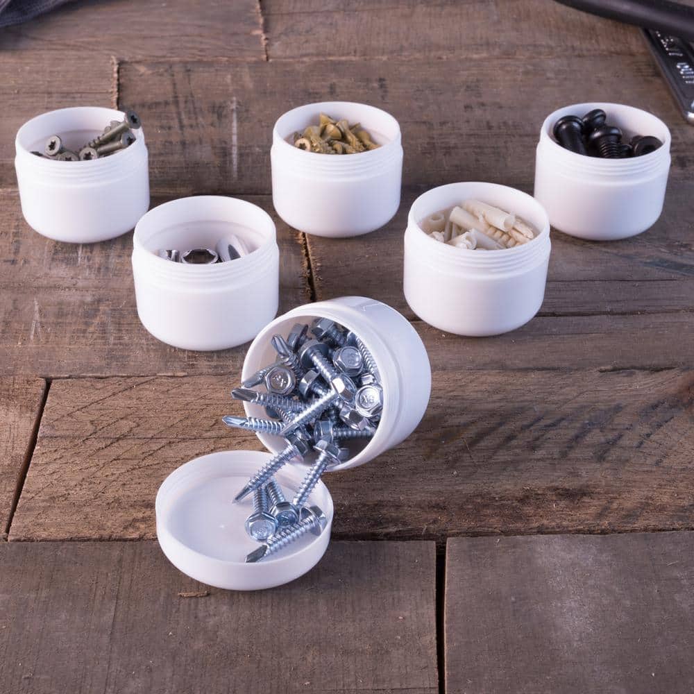 48-Pack 2 Oz White Plastic Containers with Inner and Outer Lid - Hercitys