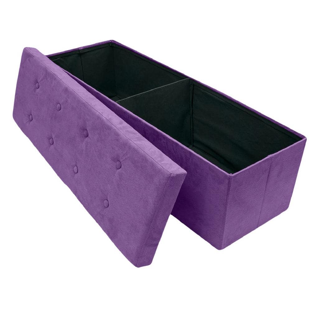 43 in. L x 15 in. W x 15 in. H Purple Collapsible Chest Fabric Bench Storage Box - Hercitys