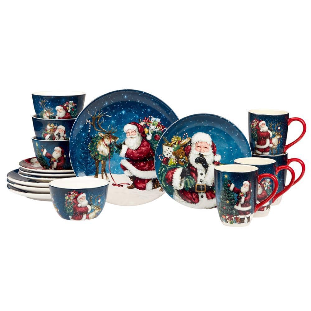 16-Piece Earthenware Santa’s Secret Dinnerware Set - Hercitys