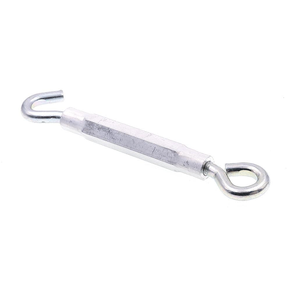 3/8 in. x 10-1/2 in. Zinc Plated Steel and Aluminum Eye-To-Hook Turnbuckles (5-Pack) - Hercitys