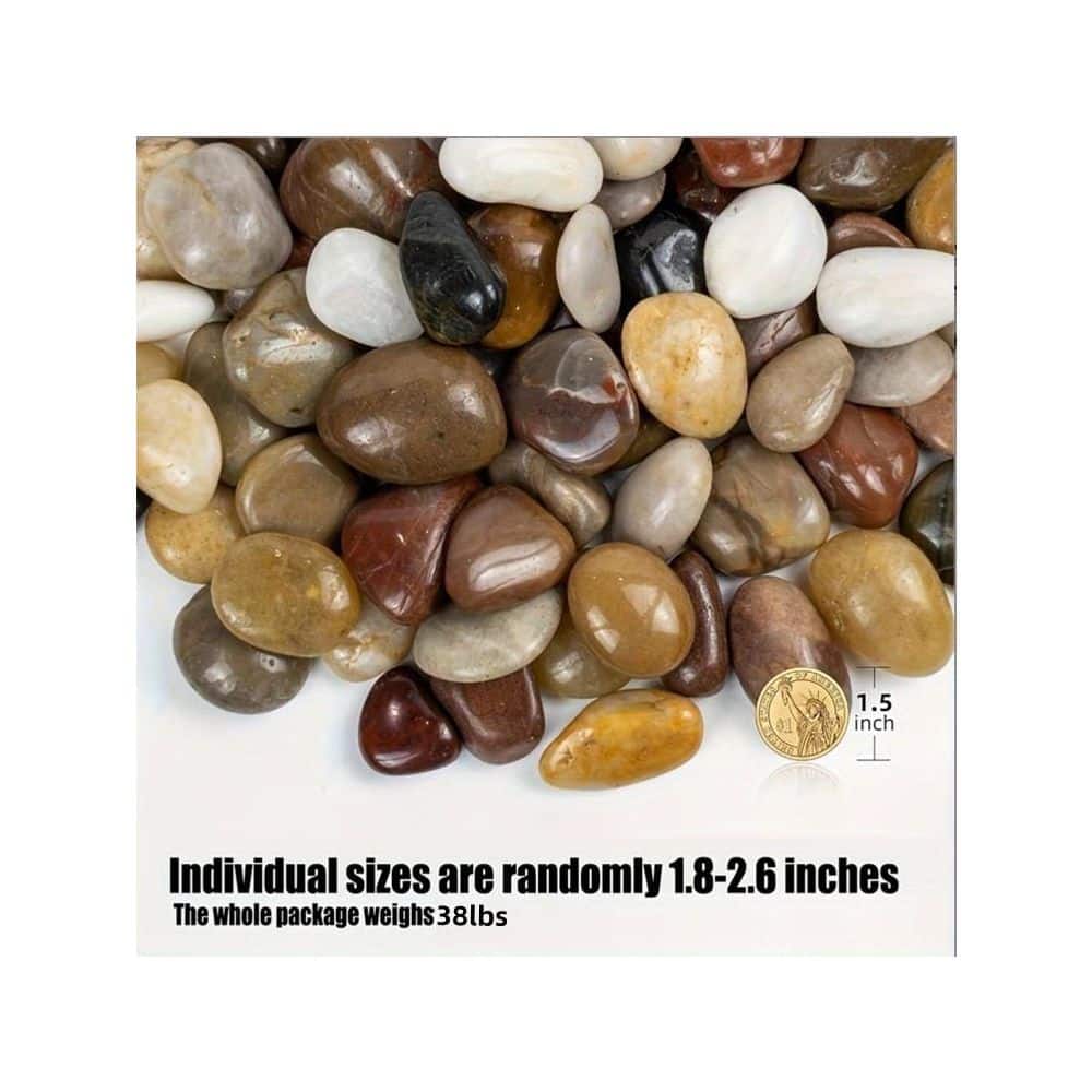 0.3 cu. ft. Per Large (1-3 in.) Multicolor Outdoor Decor Garden Stone Polished River Rock, for Landscaping Walkways Yard - Hercitys