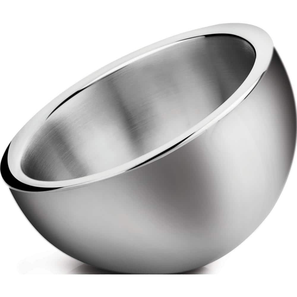 5 in. 48.5 fl. oz. Silver Stainless Steel Double Wall Angled Display Serving Bowls - Hercitys