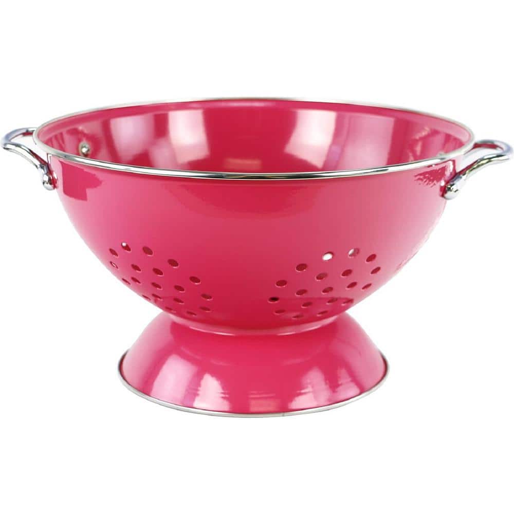 5 qt. Metal Powder Coated Enameled Will Never Flake or Discolor Colander in Magenta Suitable Both Hot Cold Prep - Hercitys