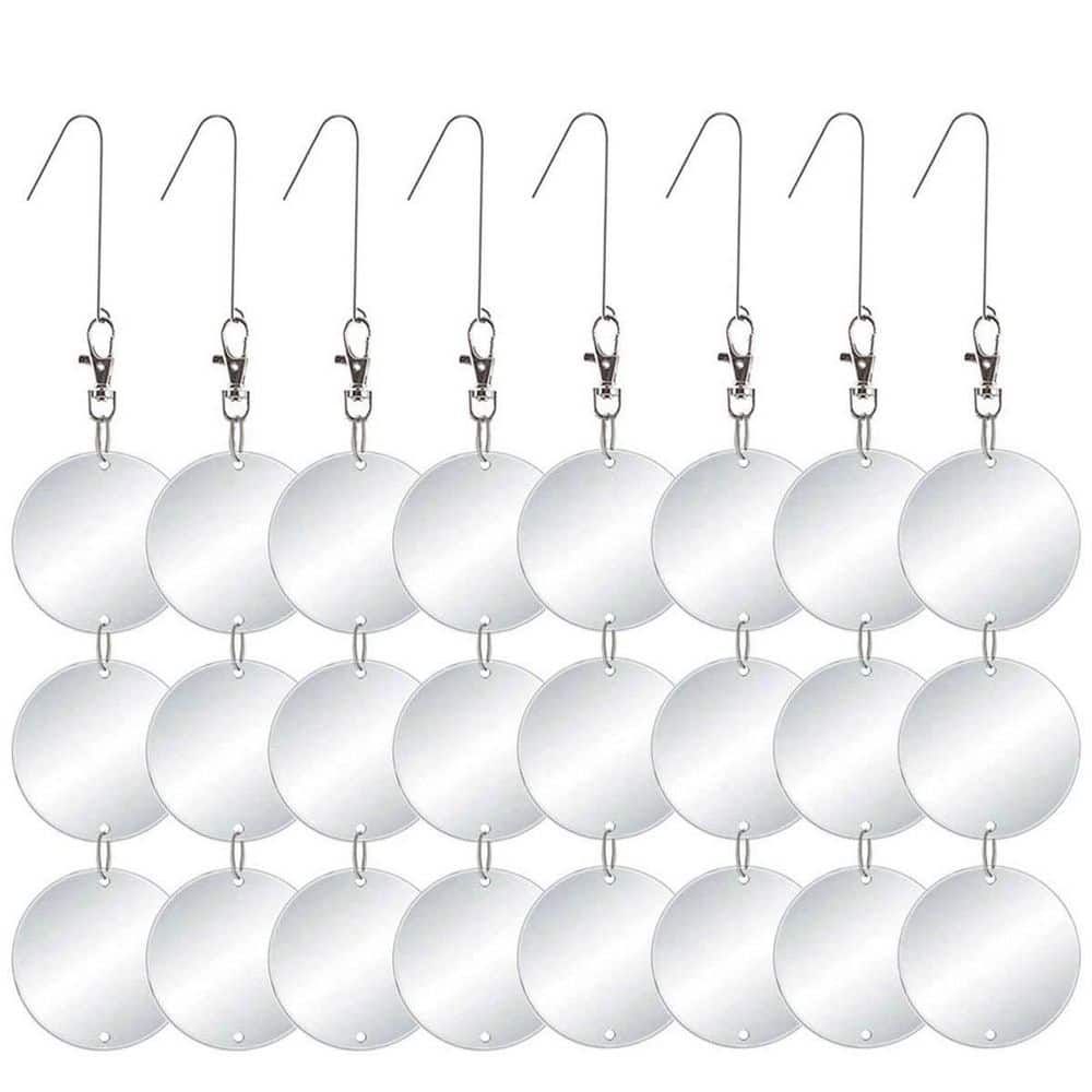 24-Pack Upgraded Bird Scare Discs Set, Highly Reflective Double Side Bird Scare Devices to Keep All Birds Away, Silver - Hercitys