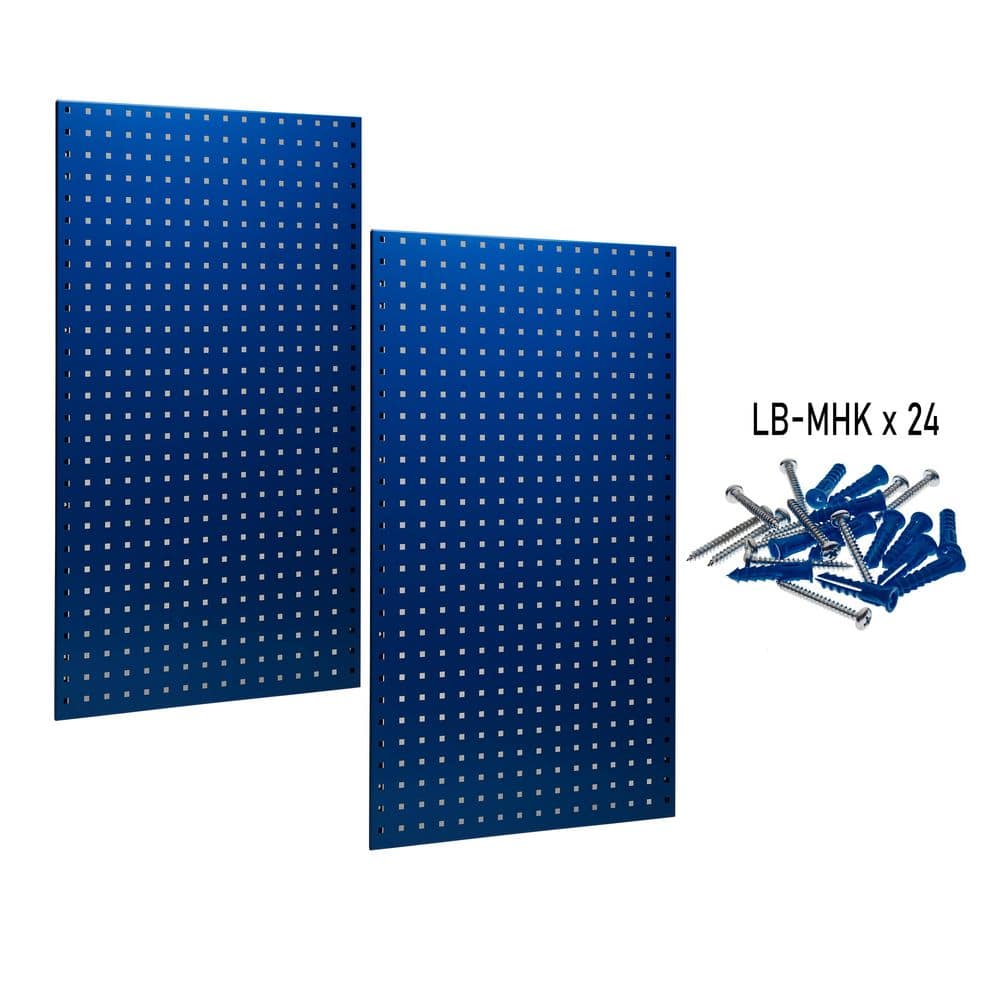 (2) 24 in. W x 42-1/2 in. H x 9/16 in. D Blue Epoxy, 18-Gauge Steel Square Hole Pegboards - Hercitys