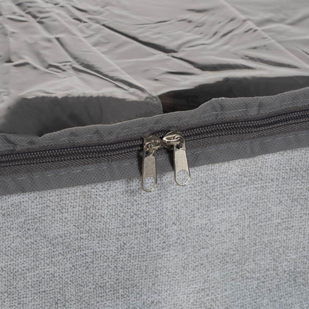 29.33 in. x 23.62 in. 12-Pair Heather Grey Fabric Underbed Shoe Storage - Hercitys