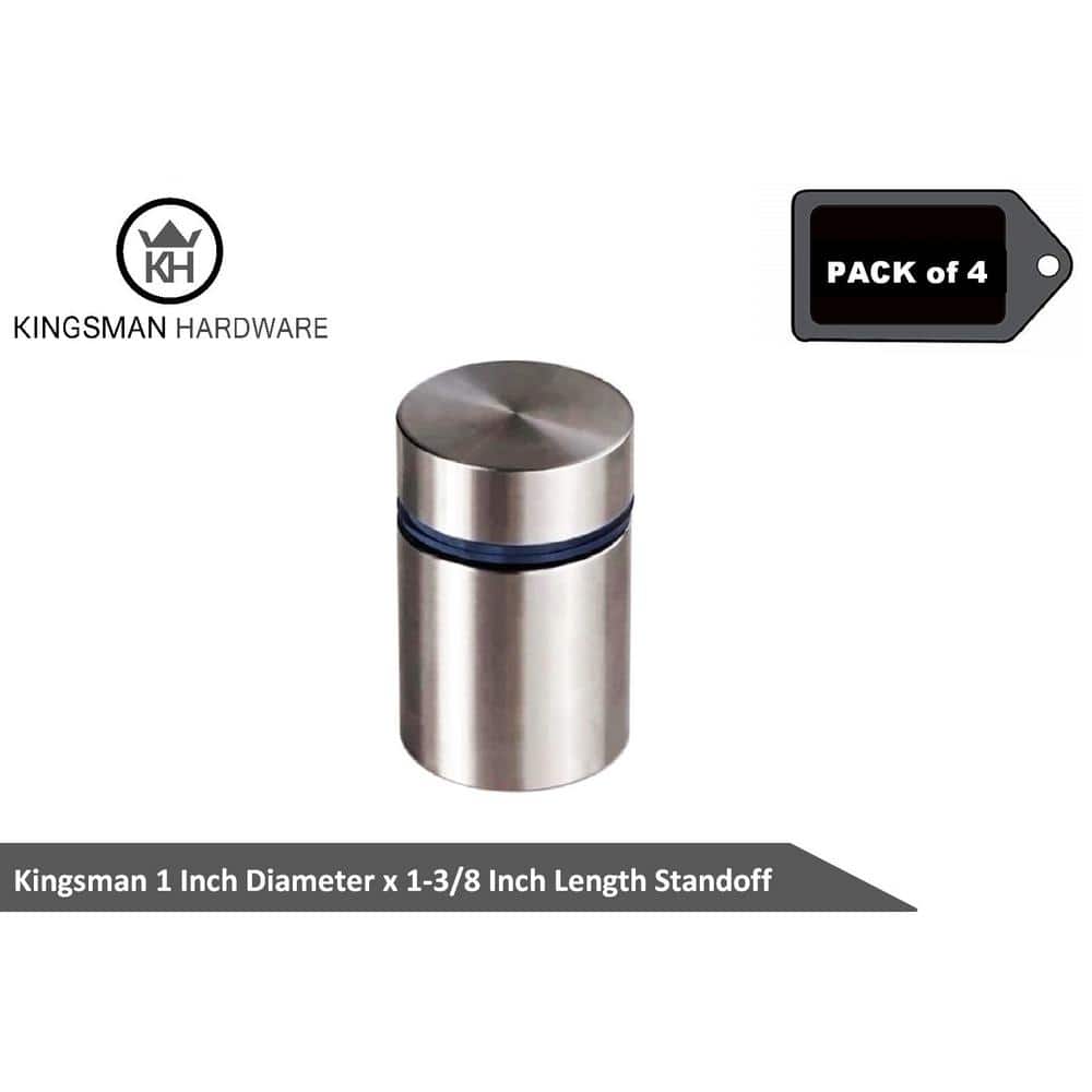 1 in. Dia x 1-3/8 in. L Stainless Steel Standoffs for Signs (4-Pack) - Hercitys