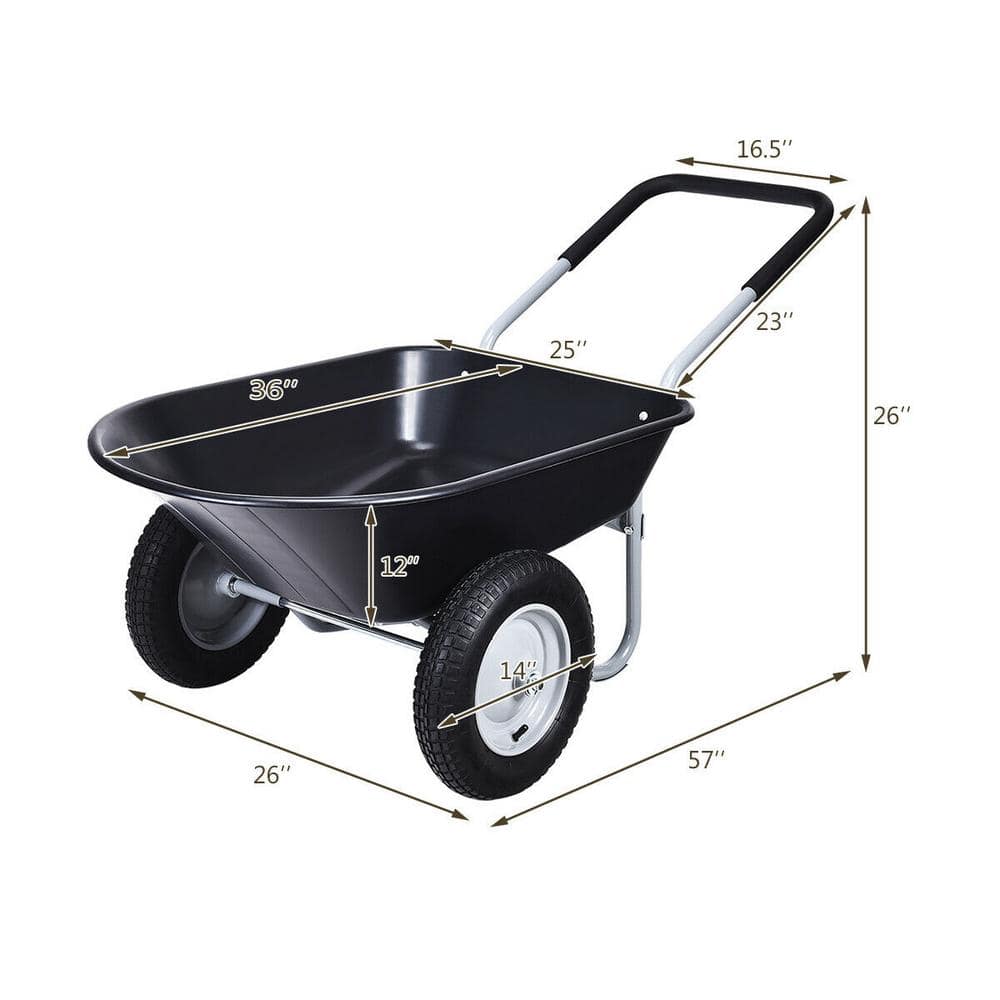 5 cu. ft. Plastic Garden Dolly Post Hole Digger Utility Cart Wheelbarrow - Hercitys