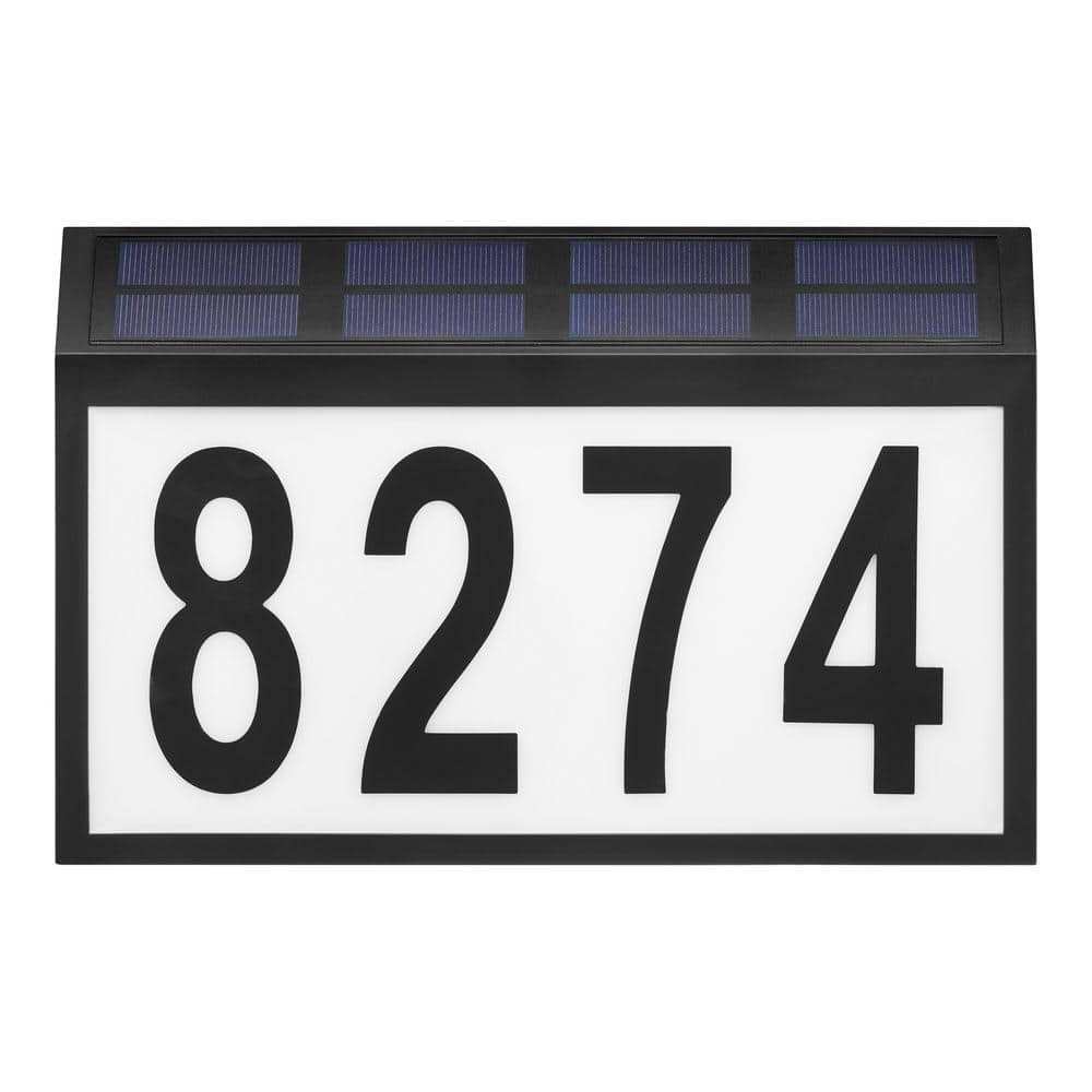 11 in. x 7 in. Black Solar Address Plaque - Hercitys