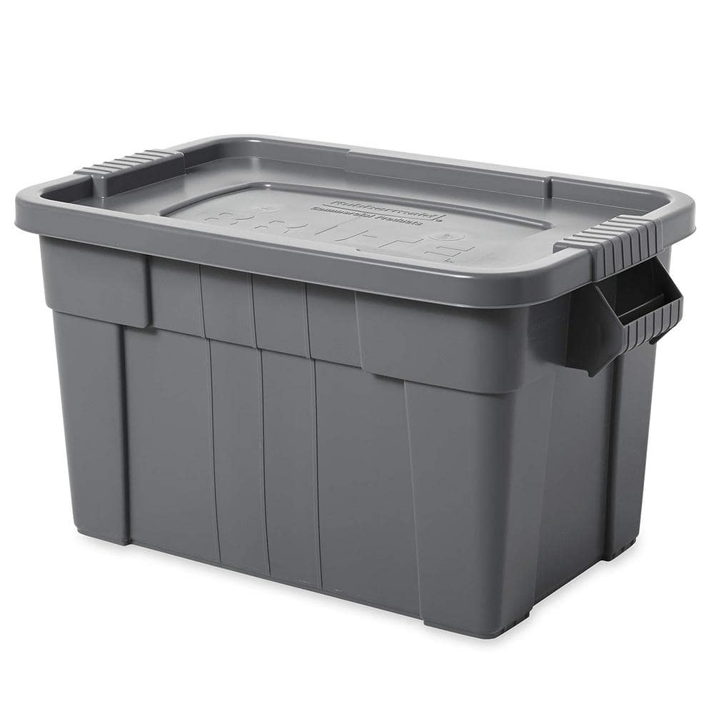 20 Gal. Plastic Durable Storage Bin with Lid in Gray (1-Pack) - Hercitys