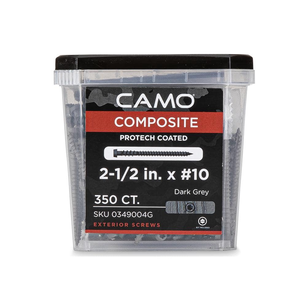 #10 2-1/2 in. Dark Gray Star Drive Trim-Head Composite Deck Screw (350-Count) - Hercitys