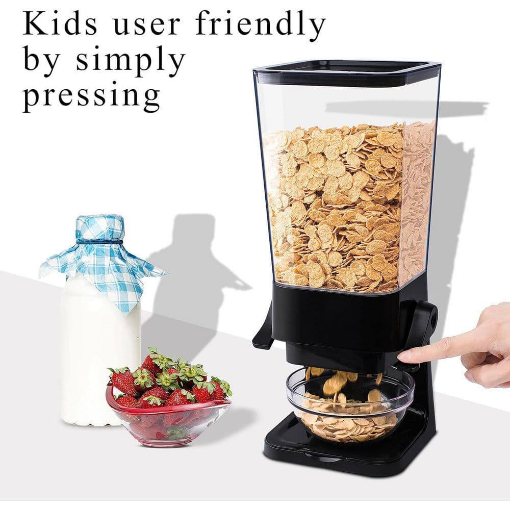 2 Pieces 5L Kitchen Organization Cereal Containers Storage, Dry Food Dispenser Countertop in Black - Hercitys