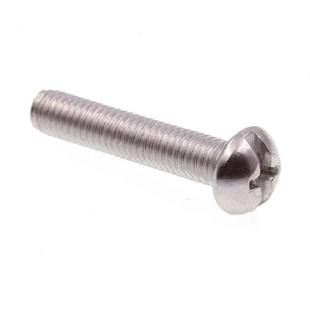#10-32 x 1 in. Grade 18-8 Stainless Steel Phillips/Slotted Combination Drive Round Head Machine Screws (100-Pack) - Hercitys