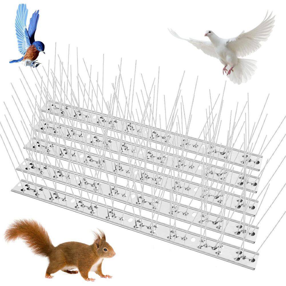 13 in. x 1.1 in. Stainless Steel Base Bird Spikes Deterrent, Arrow Pigeon Spikes Fence Kit, Covers 15 ft. (14-Pack) - Hercitys