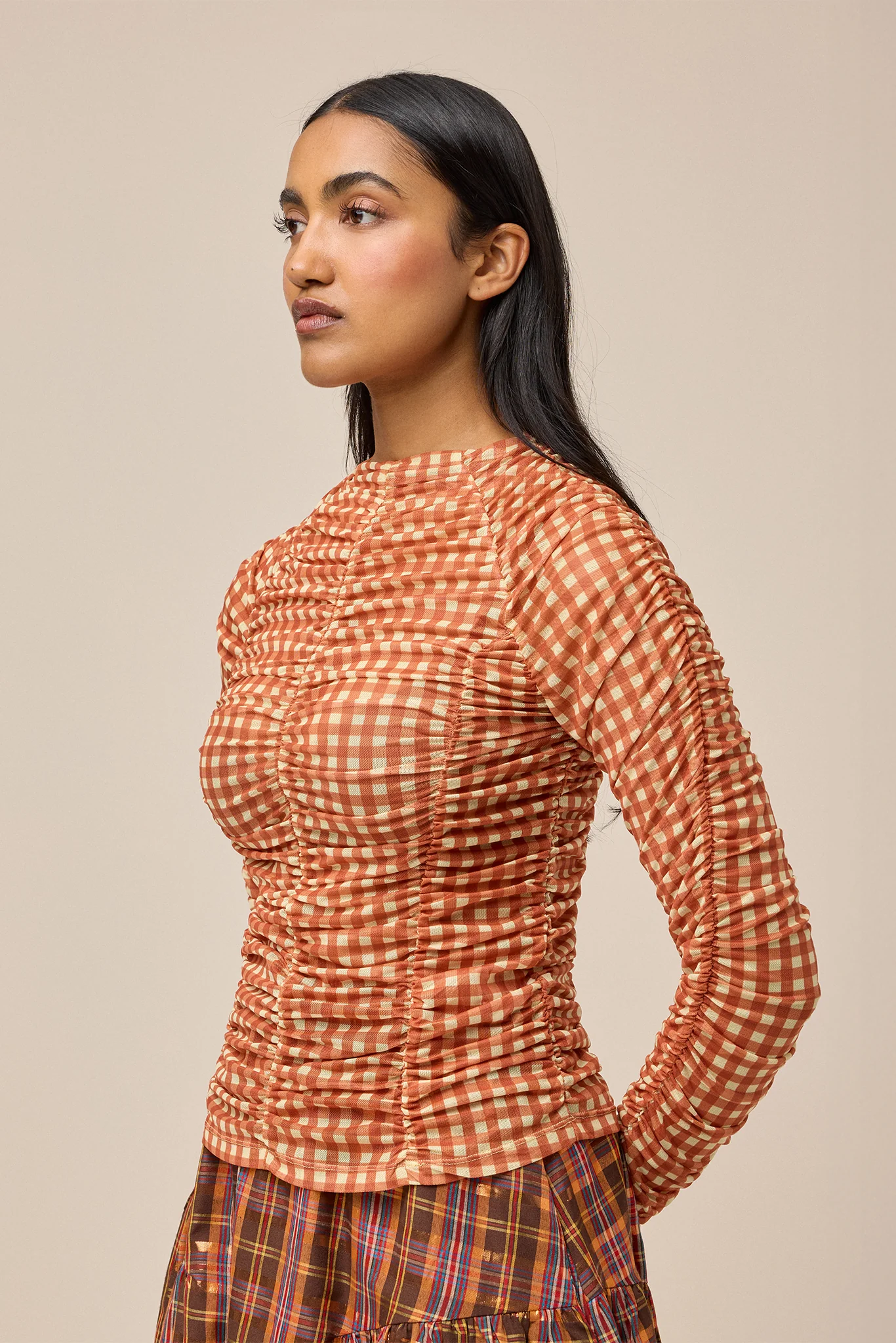 JUNY MESH TOP - HAYBELL GINGHAM - Hercitys