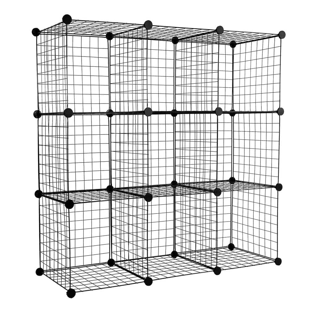 10-Gal. Wire Storage Cubes 9-Cube Metal Grid Organizer - Hercitys