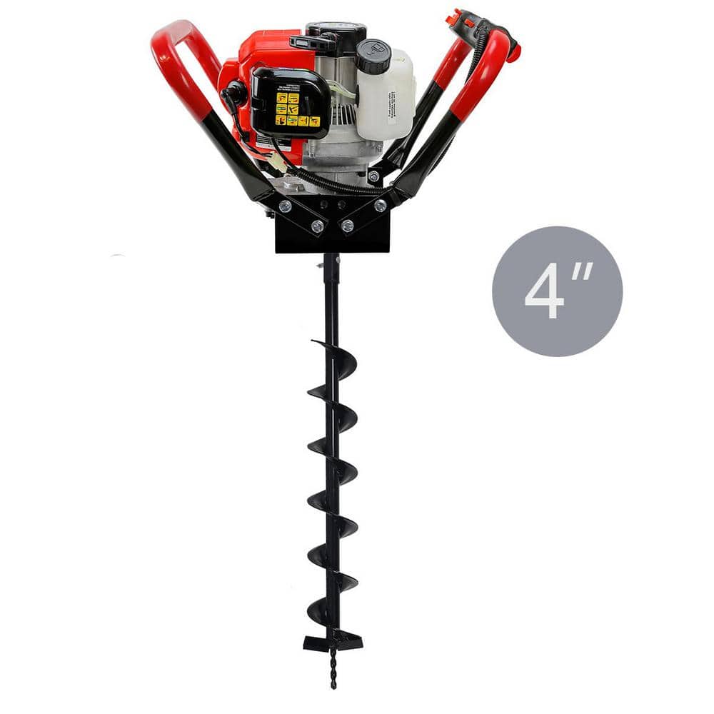 55 CC V-Type 1-Man Gas-Powered Post Hole Digger Earth Auger Powerhead with 4 in. Drill Bit - Hercitys