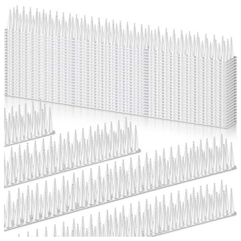 48-Pack Transparent Plastic Bird Spikes for Small Birds, Squirrels, and Pigeons - Hercitys