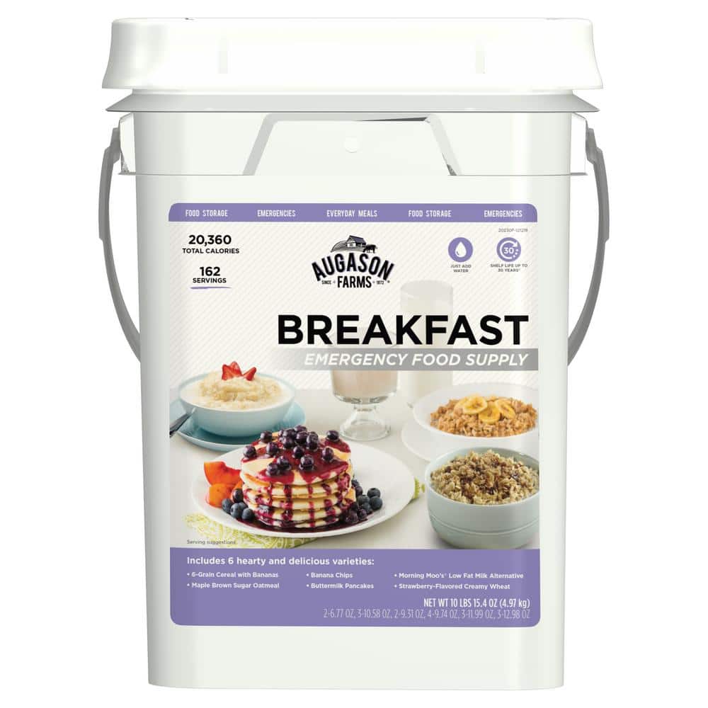 4-Gal Pail Breakfast Variety Pail Emergency Food Supply 6 Varieties 25-Year Shelf Life - Hercitys