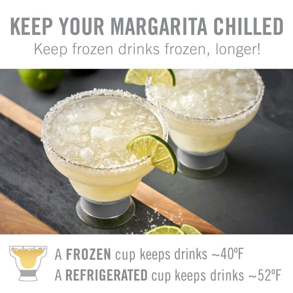 12 oz. Grey Freeze Stemless Margarita Glass Insulated Gel Chiller, Double Wall Froz.en Cocktail Cups (Set of 2) - Hercitys