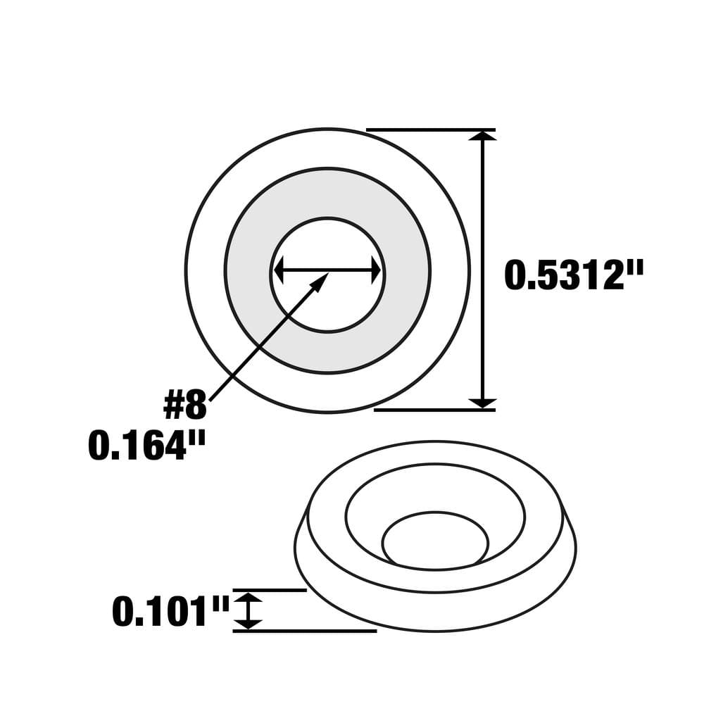 #8 Nickel Plated Finishing Washer (100 per Pack) - Hercitys