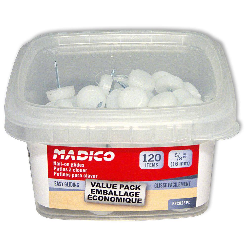 (120-Pack) 3/4 in. White Base Nail-On Glides - Hercitys