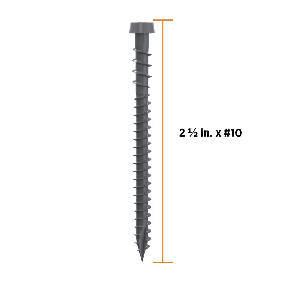 #10 2-1/2 in. Dark Gray Star Drive Trim-Head Composite Deck Screw (350-Count) - Hercitys