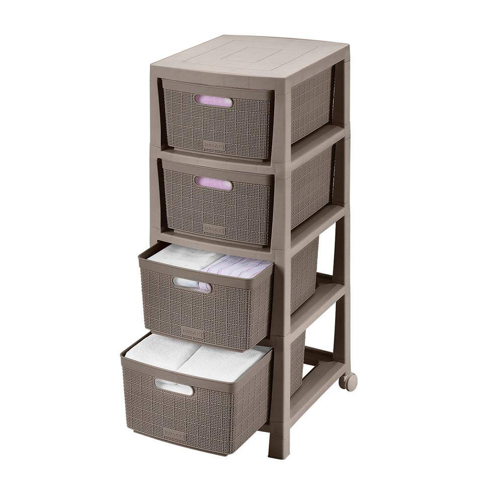 4-Drawers Mocha Storage Rolling Cart - Hercitys