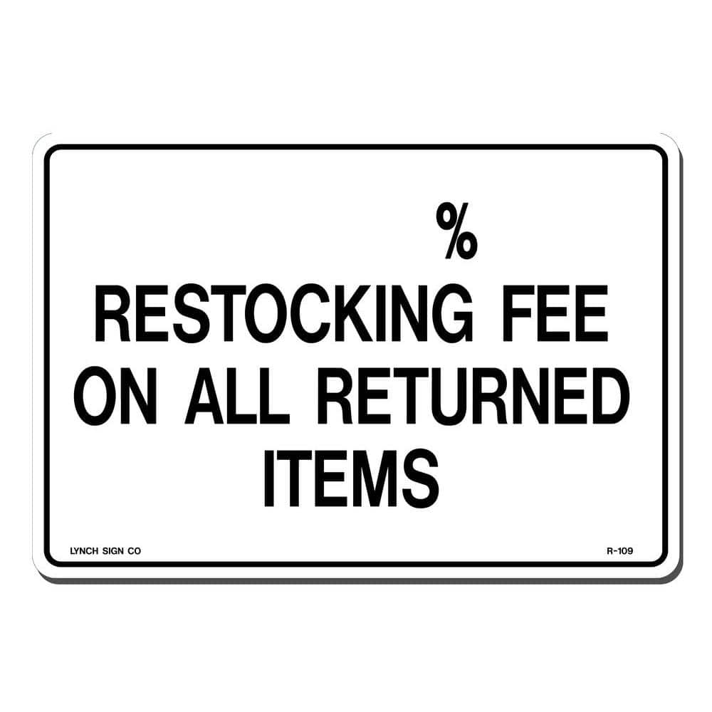 10 in. x 7 in. % Restocking Fee Sign Printed on More Durable, Thicker, Longer Lasting Styrene Plastic - Hercitys