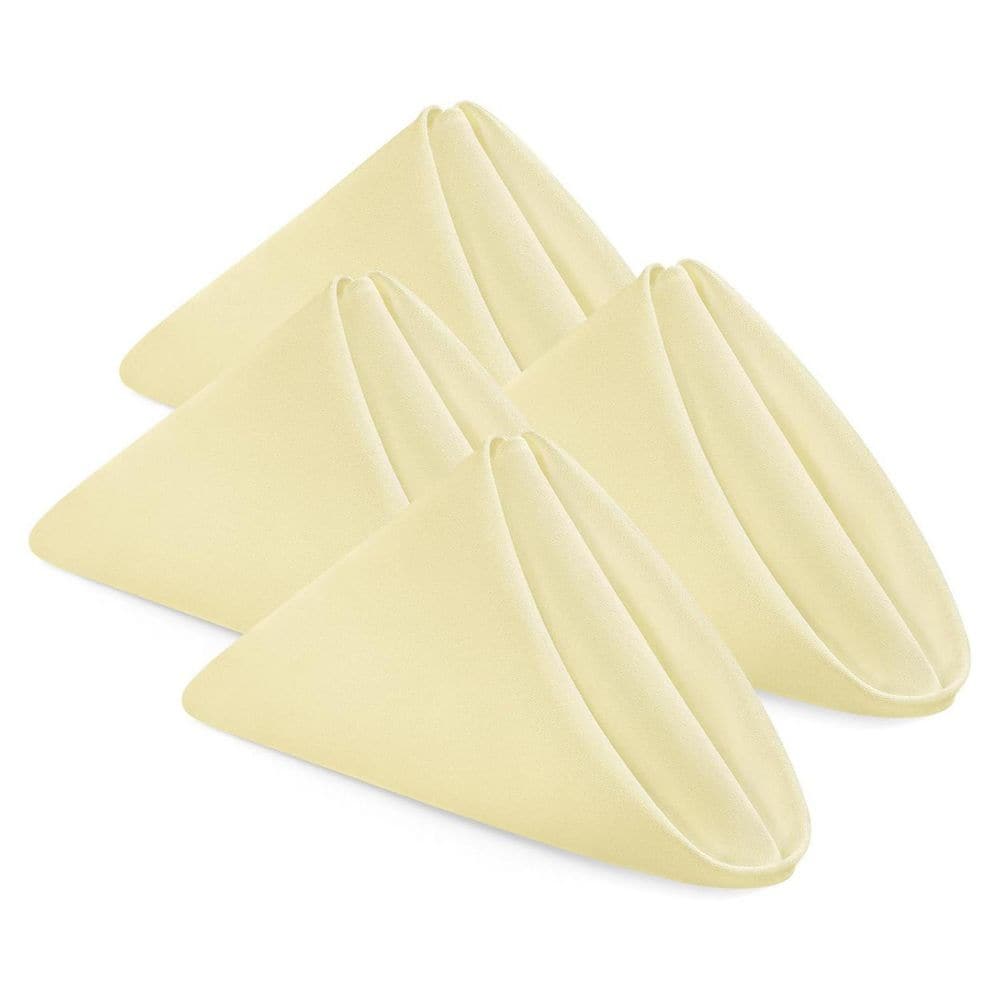 24 Pack Cloth Napkins 17 in. W x 17 in. H, 100% Polyester Hemmed Edges, Washable and Reusable Ideal for Parties in Ivory - Hercitys