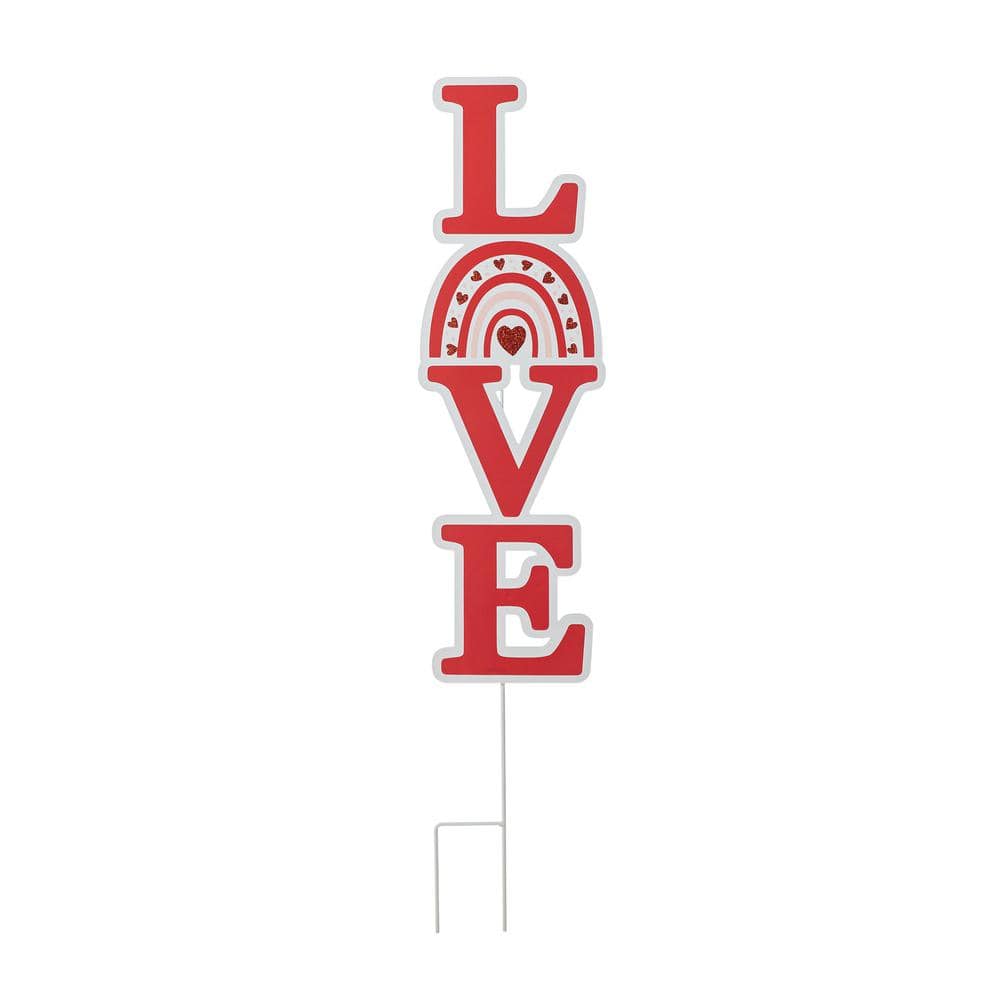 36 in. H Valentine’s Metal Rainbow  in.LOVE in. Yard Stake（KD, 2 Function) - Hercitys