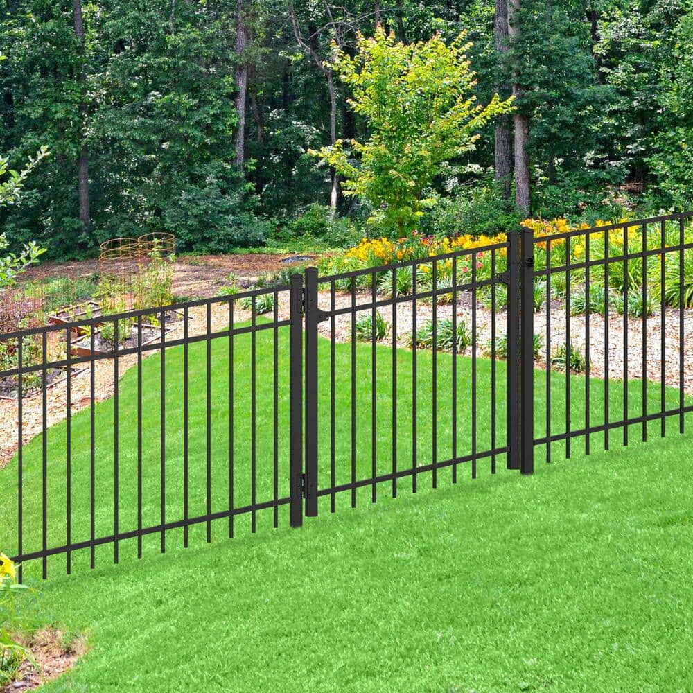4 ft. H Black Aluminum 3 Rail Adjustable Fence Gate Kit - Hercitys