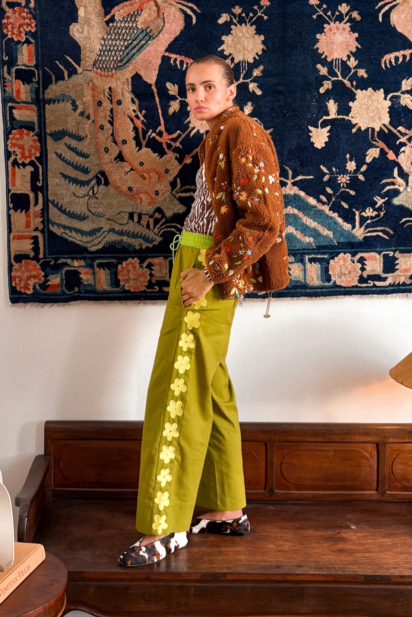 COLUMN PANT - MATCHA FLOWER - Hercitys