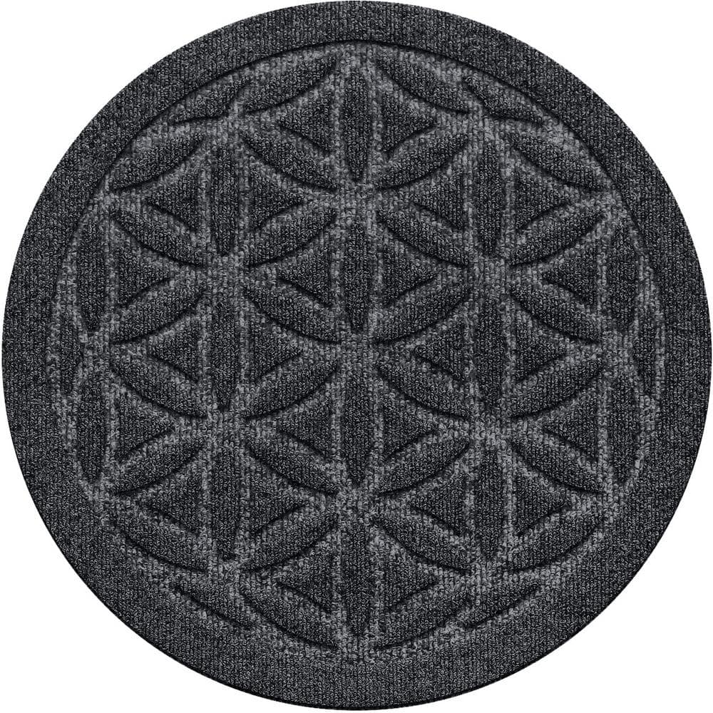 “Waterhog Flower of Life Charcoal 17 in. x 17 in. Polyester Rubber Indoor/Outdoor Plant Trivet Floor Mat (Set of 2)” - Hercitys