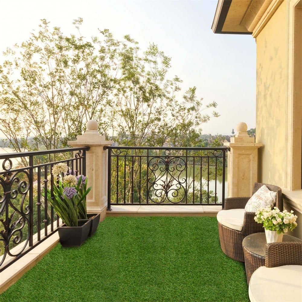 4 ft. x 6 ft. Green Artificial Grass Turf with Drainage Holes Nonslip Bottom 60 OZ Heavy - Hercitys