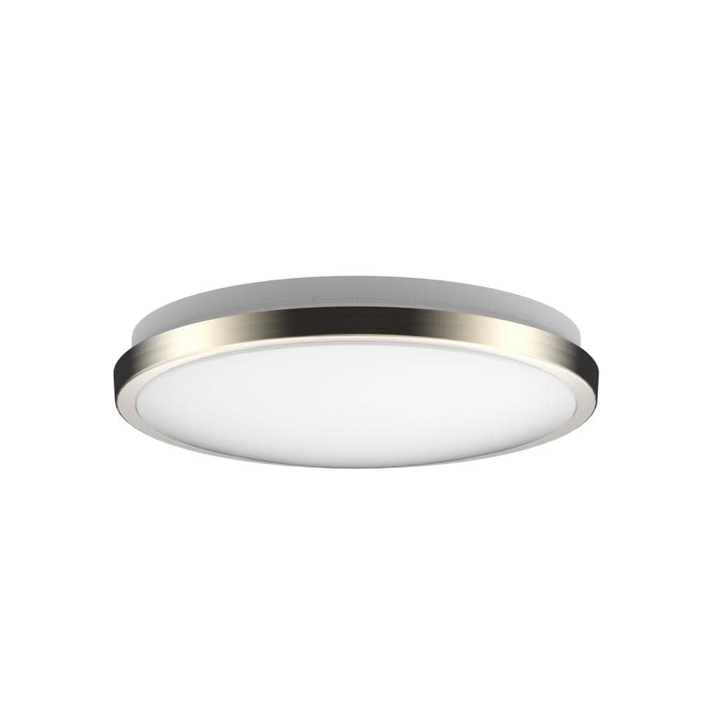 10 in. Modern Ring Brushed Nickel LED Flush Mount Ceiling Light Fixture 3000K Soft White For Kitchen or Bedroom - Hercitys