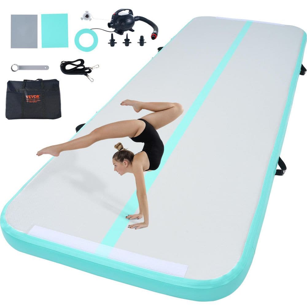 118.1 in. L x 39.8 in. W Gymnastics Air Mat 4 in. Thickness 32.34 sq. ft. Inflatable Gymnastics Tumbling Mat Green - Hercitys