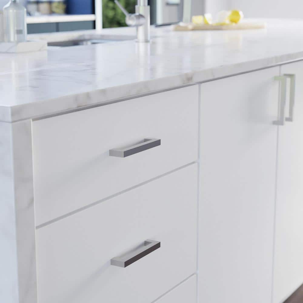 10-Pack Simple Modern Square 5-1/16 in. (128 mm) Modern Cabinet Drawer Pulls in Stainless Steel - Hercitys