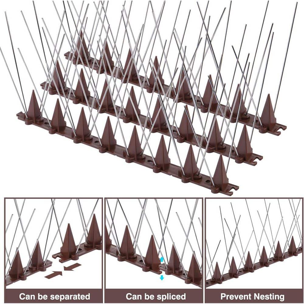 5-Pack Outdoor Deterrent Bird Spikes for Pigeons and Small Birds - Hercitys