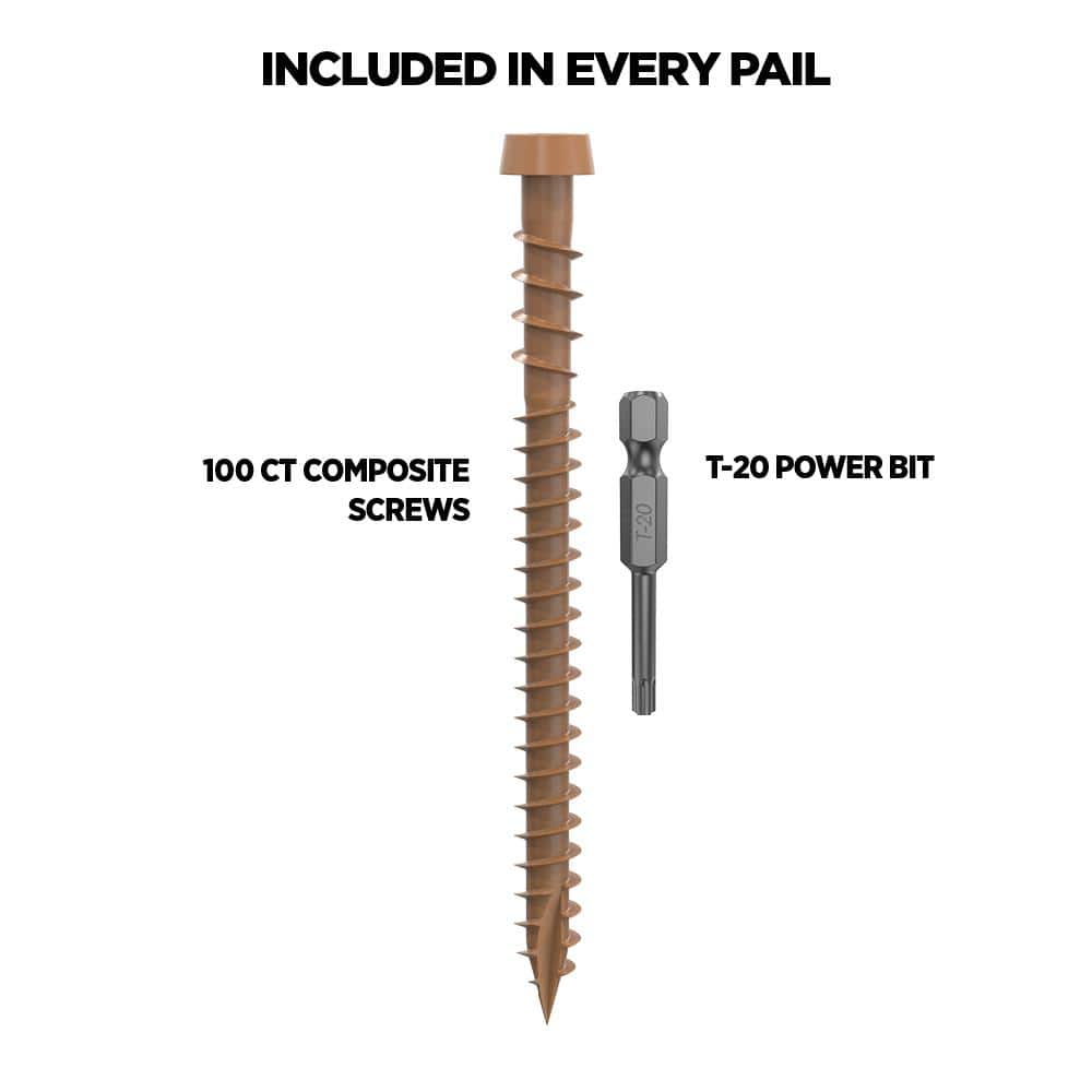 #10 2-1/2 in. Cedar Star Drive Trim-Head Composite Deck Screw (100-Count) - Hercitys
