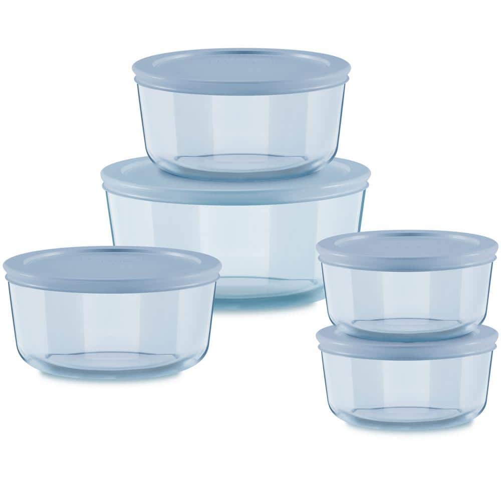 10-Piece Simply Store Tinted Round Food Storage Set w/Lids in Blue - Hercitys