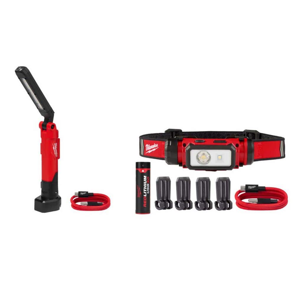 550 Lumens LED REDLITHIUM USB Stick Light with Magnet and 600 Lumens LED REDLITHIUM Hard Hat Headlamp - Hercitys