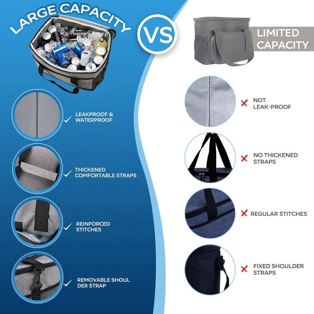 24 qt. Insulated Leakproof Collapsible Soft-Side Cooler Bag for Camping, Beach, Outdoor, and Lunch - Hercitys