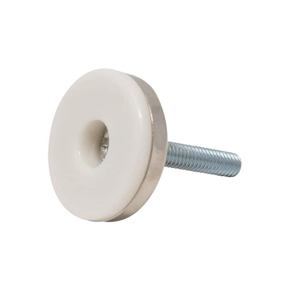 (100-Pack) Titan Nickel-White Hex Base 5/16-18 Thread x 1-1/2 in. L Stem Furniture Replacement Leveler with Insert - Hercitys