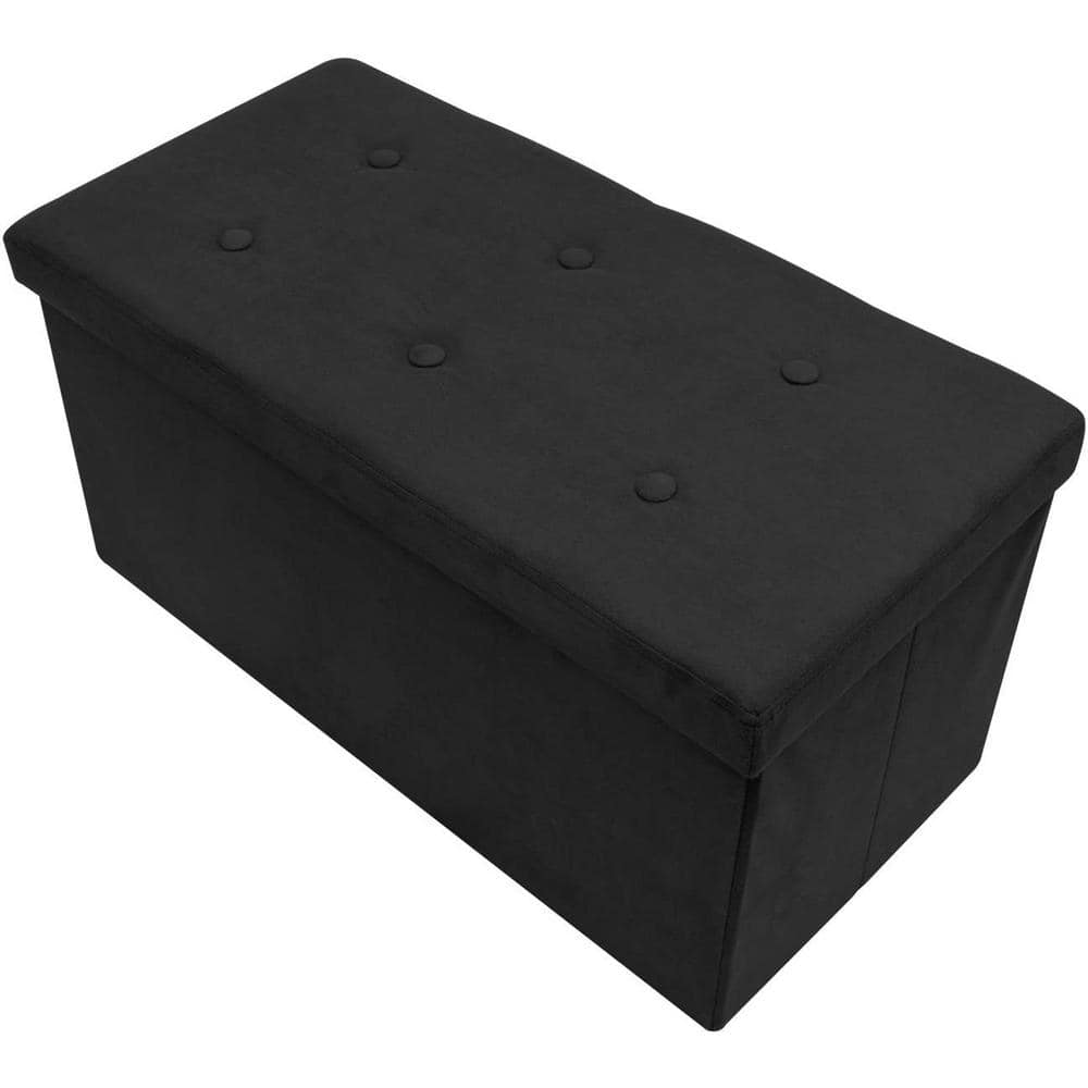 30 in. L x 15 in. W x 15 in. H Black Collapsible Chest Fabric Bench Storage Box - Hercitys
