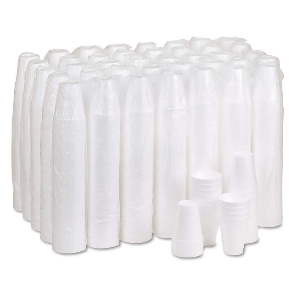 10 oz. White Disposable Foam Cups, 25/Bag, 40 Bags/Carton - Hercitys