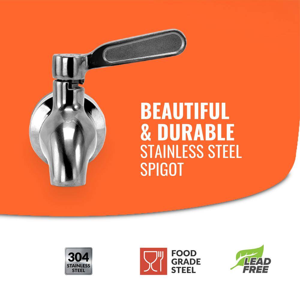 5 gal. Porcelain Ceramic Crock Beverage Serveware with Stainless Steel Faucet and Lid - Hercitys