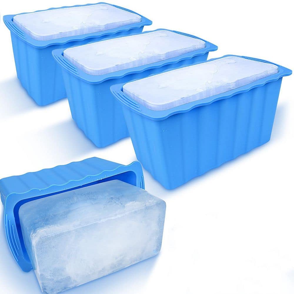 4-Pack Blue Extra Large Ice Cube Mold, Reusable Silicone Ice Cube Tray, 25 lb. Ice Bath Water Chiller Ice Mold - Hercitys